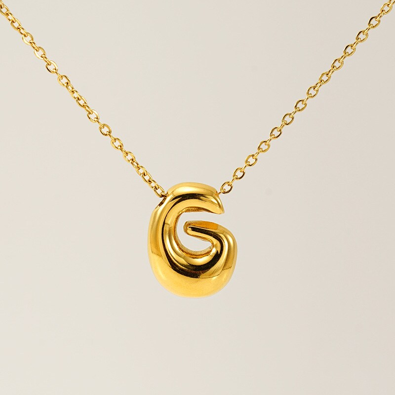 Gold color / 1 Piece Simple Series Daily Letter G Titanium Steel 18K Gold Plated Unisex Pendant Necklaces Picture7